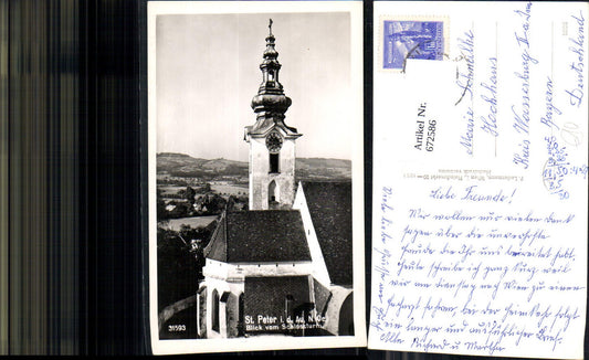 672586,Foto Ak St Peter in der Au Blick v. Schlossturm