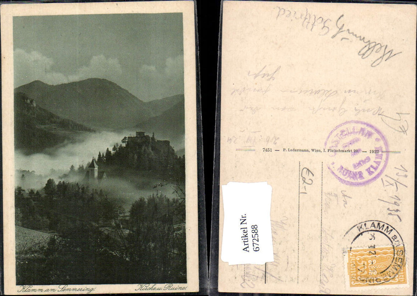 672588,Breitenstein Klamm am Semmering Kirche u. Ruine