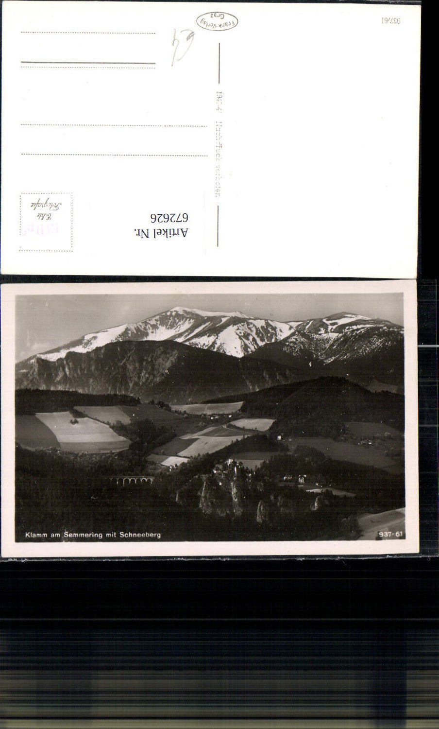 672626, Photo Ak Breitenstein Klamm a. Semmering with Schneeberg Ruine