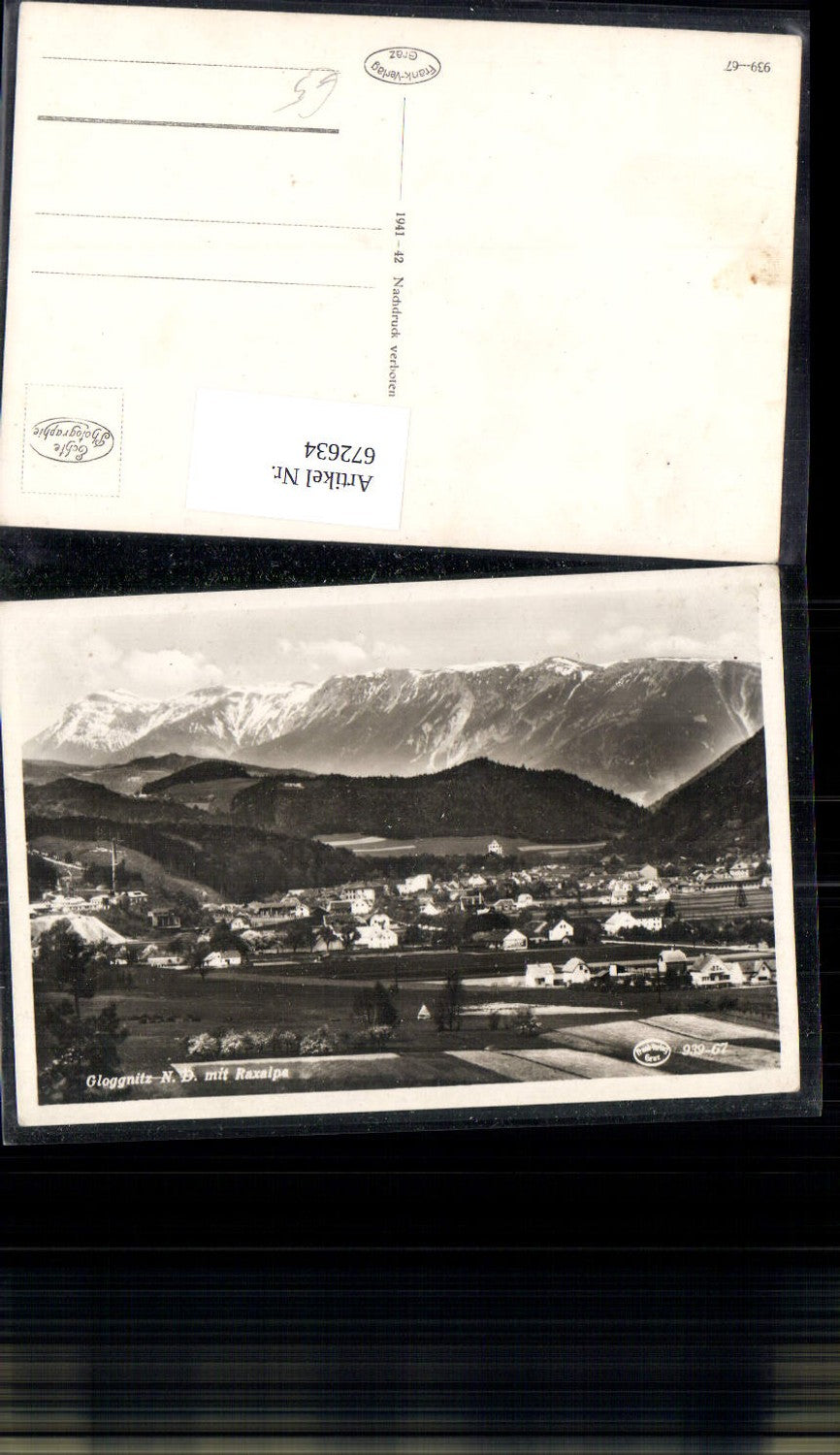 672634,Foto Ak Gloggnitz mit Raxalpe