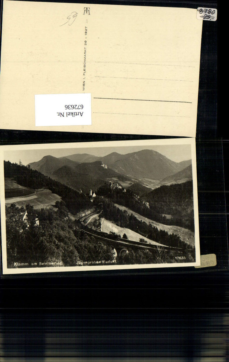 672636,Foto Ak Breitenstein Klamm a. Semmering mit Schneeberg Jägergraben-Viadukt