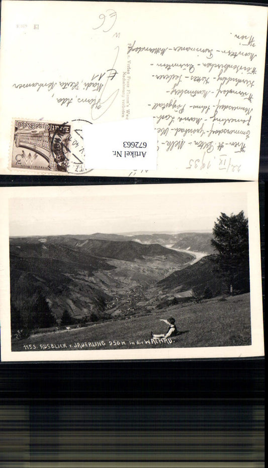 672663,Foto Ak Ausblick v. Jauerling i. d. Wachau Spitz a. d. Donau