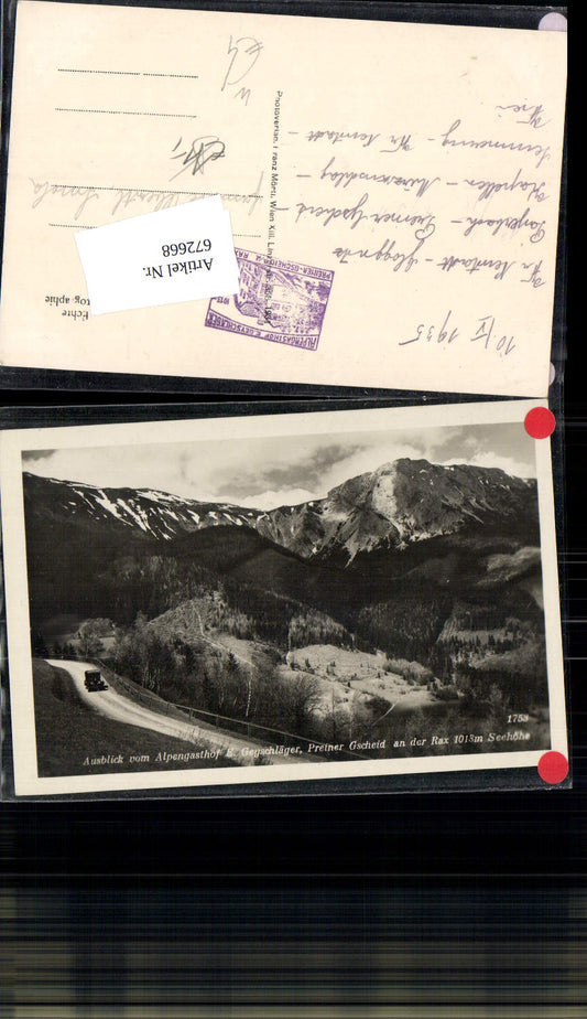 672668,Foto Ak Reichenau a. d. Rax Ausblick v. Alpengasthof Geyschläger Preiner Gscheid