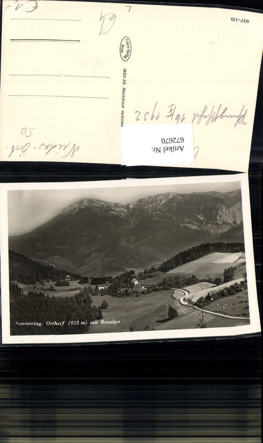 672670, Photo Ak Semmering Orthof with Raxalpe