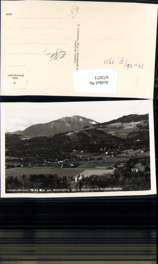 672671, Photo Ak Payerbach Küb a. Semmering with Sonnwendstein