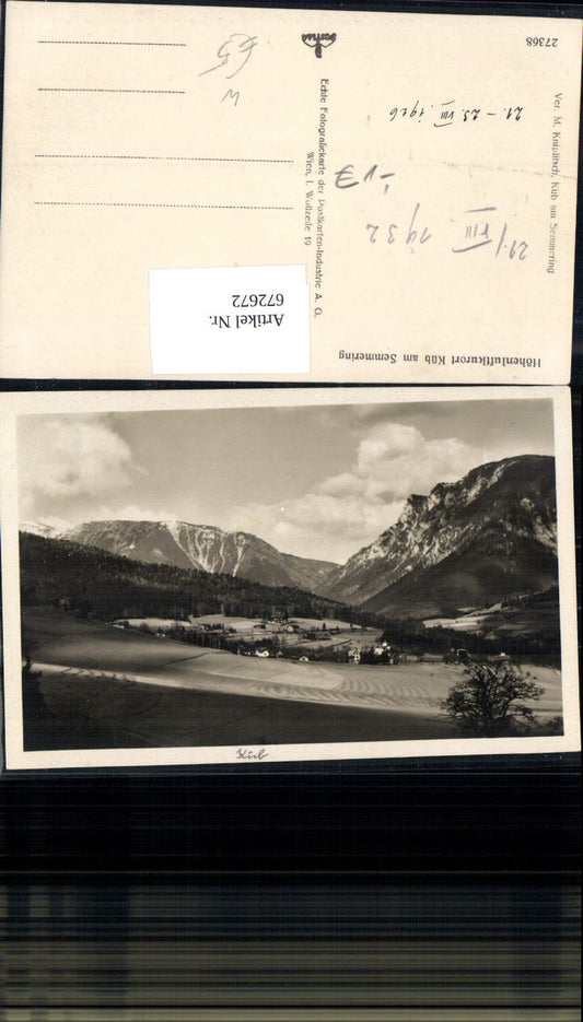 672672, Photo Ak Payerbach Küb a. Semmering