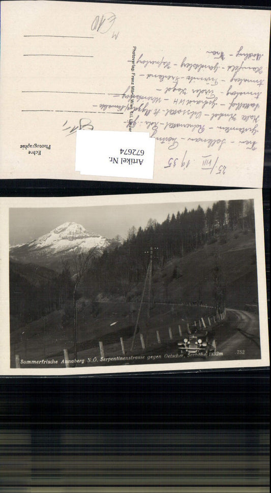 672674,Foto Ak Annaberg Serpentinenstrasse geg. Ötscher Automobil