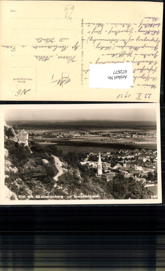 672677,Foto Ak Blick v. Calvarienberg auf Gumpoldskirchen