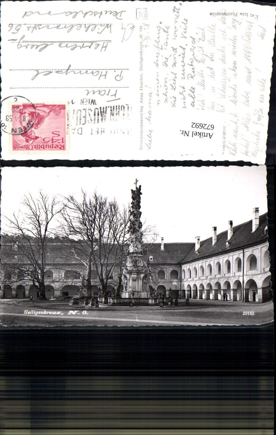 672692,Foto Ak Heiligenkreuz Stift Dreifaltigkeitssäule