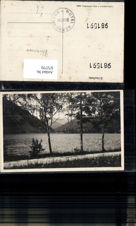 672770,Foto Ak Erlaufsee Ansicht Ufer Bäume Mitterbach am Erlaufsee pub J. Kuss 1927