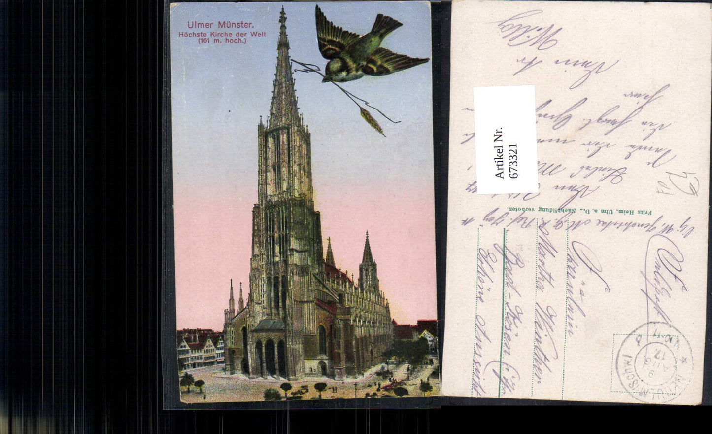 673321,Fotomontage Vogel Taube Ulm Münster Feldpost