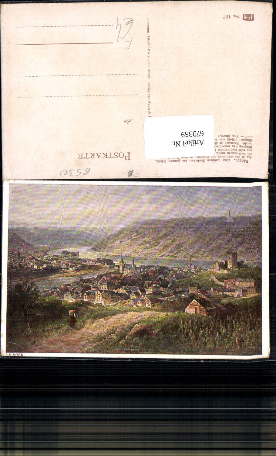 673359,Künstler Ak Bingen a. Rhein