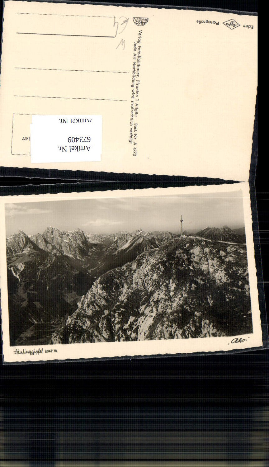 673409,Foto Ak Säulinggipfel Gipfelkreuz b. Füssen Pfronten