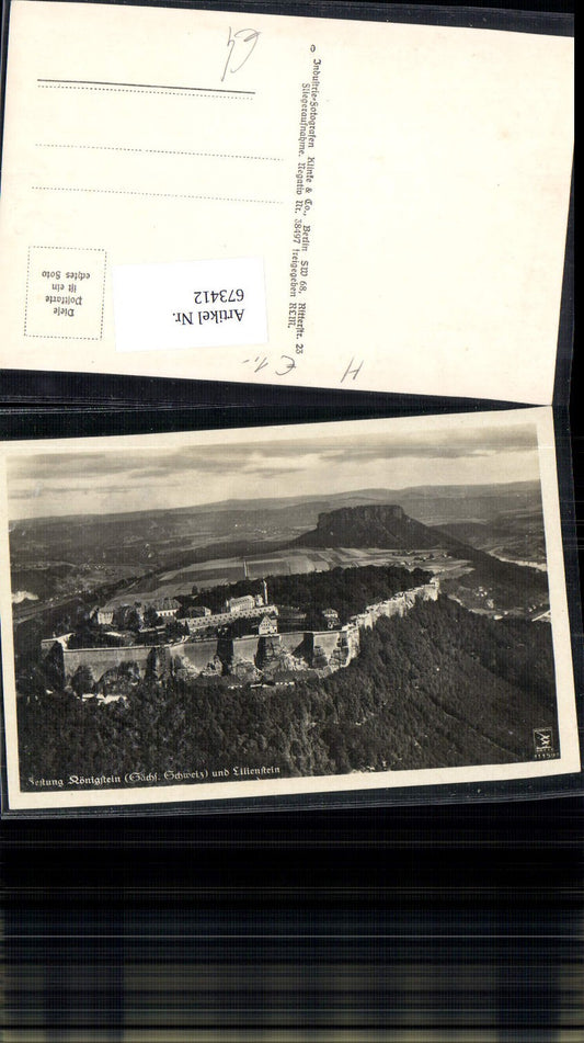 673412,Foto Ak Königstein Festung Königstein Sächsische Schweiz m. Lilienstein