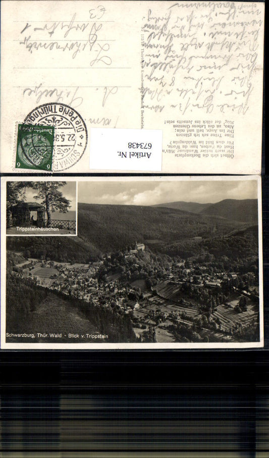 673438,Mehrbild Ak Schwarzburg Thür. Wald Blick v. Trippstein
