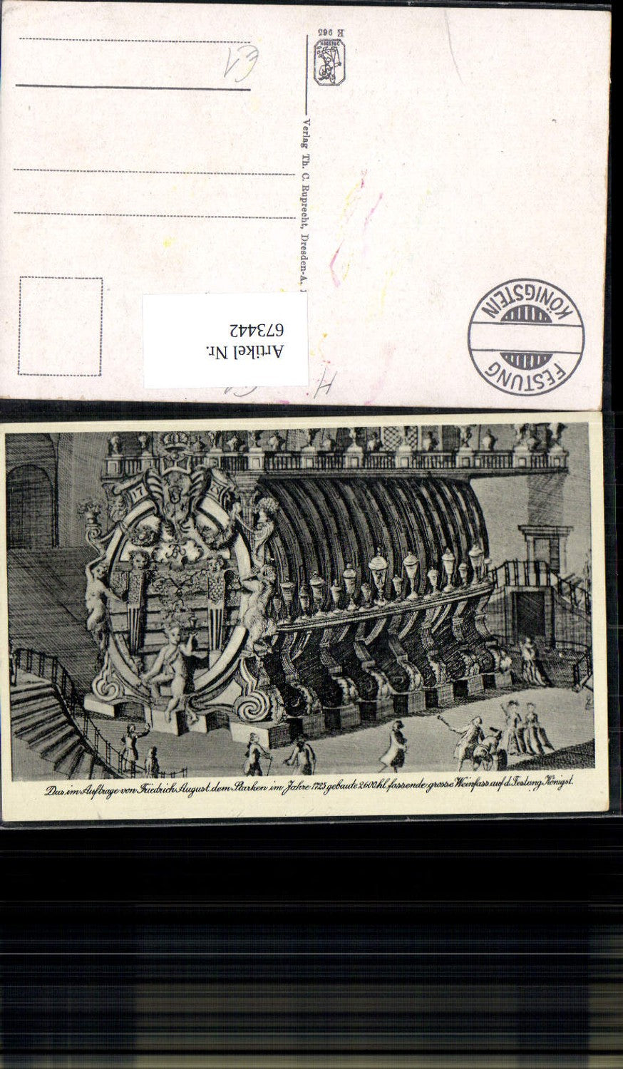 673442,Königstein Festung Gr. Weinfass 1725 Wein Sächs. Schweiz