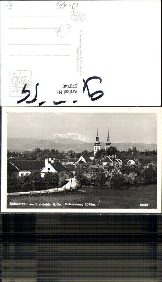 673740, Photo Ak Schwarzau am Steinfeld with Schneeberg