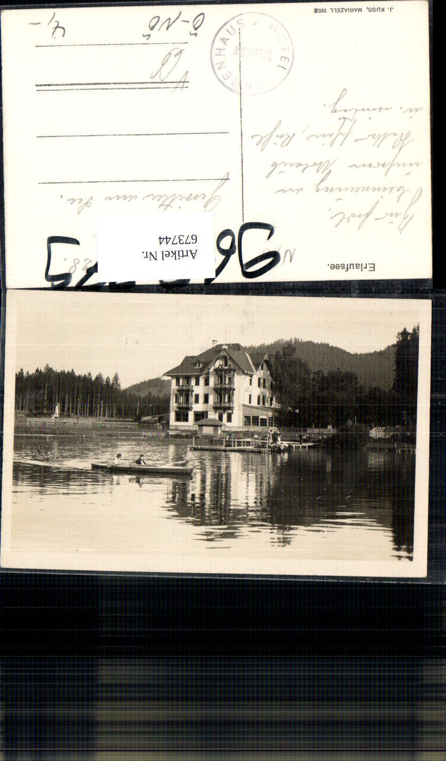 673744,Foto Ak Erlaufsee Hotel Herrenhaus Mitterbach am Erlaufsee pub J. Kuss 1928