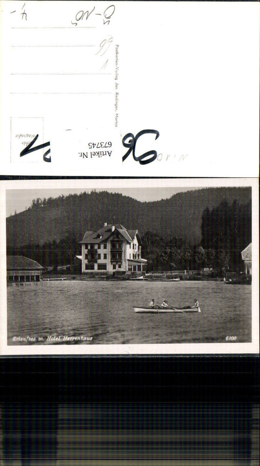 673745,Foto Ak Mitterbach am Erlaufsee Hotel Herrenhaus Ruderboot pub J. Radinger 6100