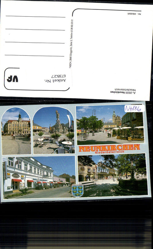 673827, Multi-image Ak Neunkirchen View Photo Studio Market Square Fountain