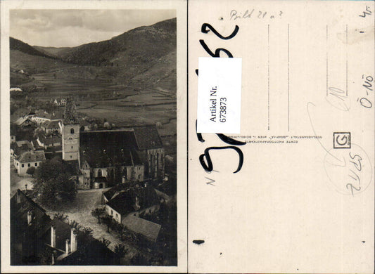 673873,Foto Ak Spitz a. d. Donau Wachau Ansicht m. Kirche