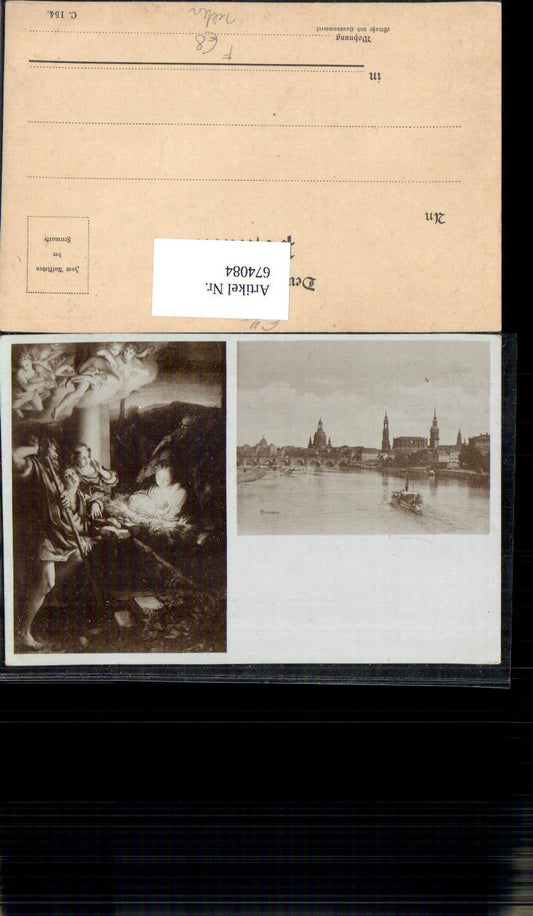 674084,Foto-AK Dresden Krippe Weihnachten Fotomontage Engel