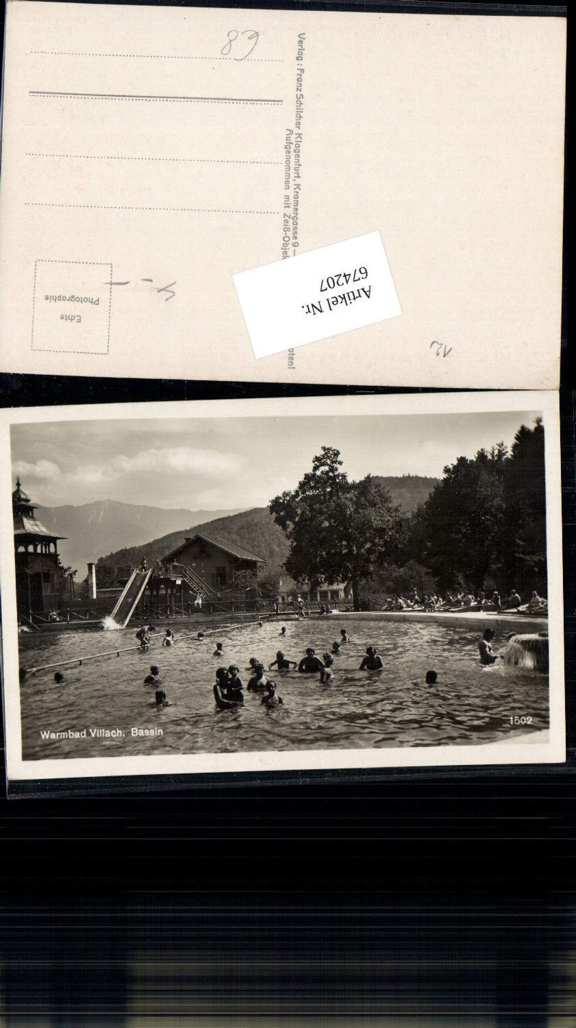 674207,Villach Warmbad Bassin Bad Freibad Rutsche Badegäste