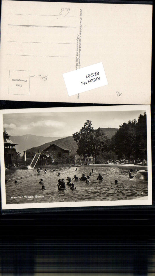 674207,Villach Warmbad Bassin Bad Freibad Rutsche Badegäste