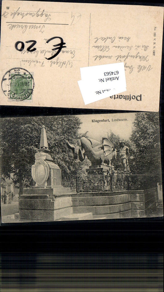 674563,Klagenfurt Lindwurm Lindwurmdenkmal 1907