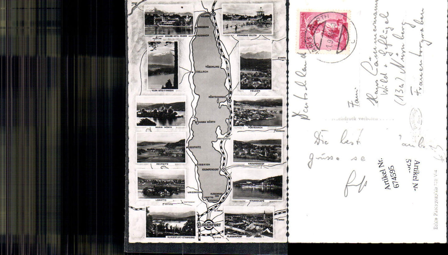 674595,Klagenfurt Sekirn Pörtschach Vogelschau Landkarten AK Wörthersee
