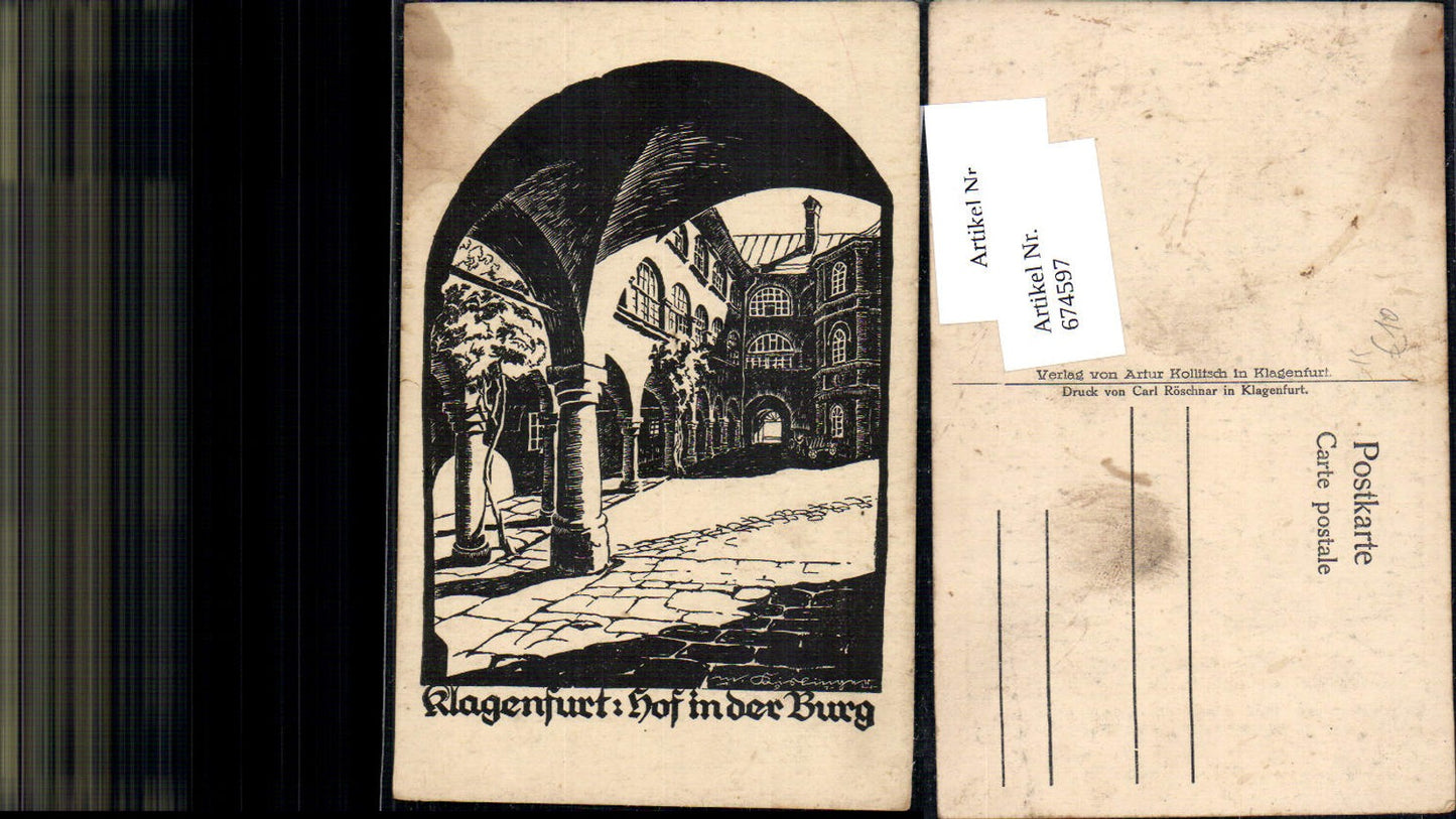 674597,Künstler AK Kislinger Klagenfurt Hof in der Burg