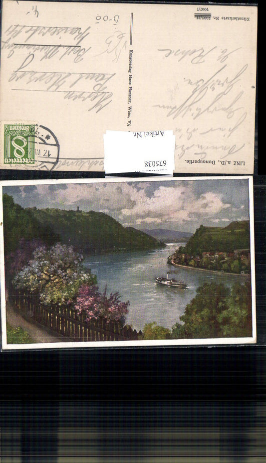 675038,Künstler AK Linz an der Donau Donaupartie pub Hans Hausner 7007/7