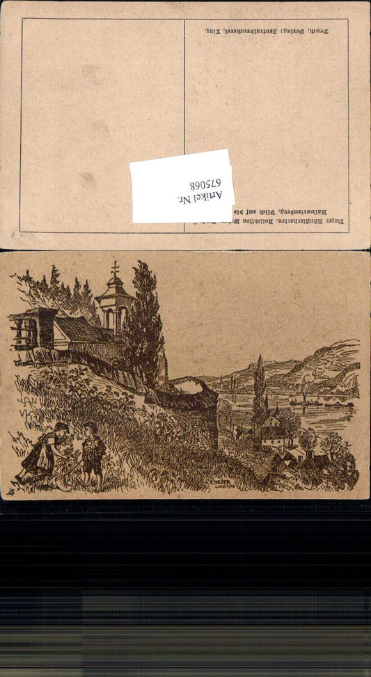 675068,Künstler AK E. Weber Lunz am See sign. Linz an der Donau Kalvarienberg