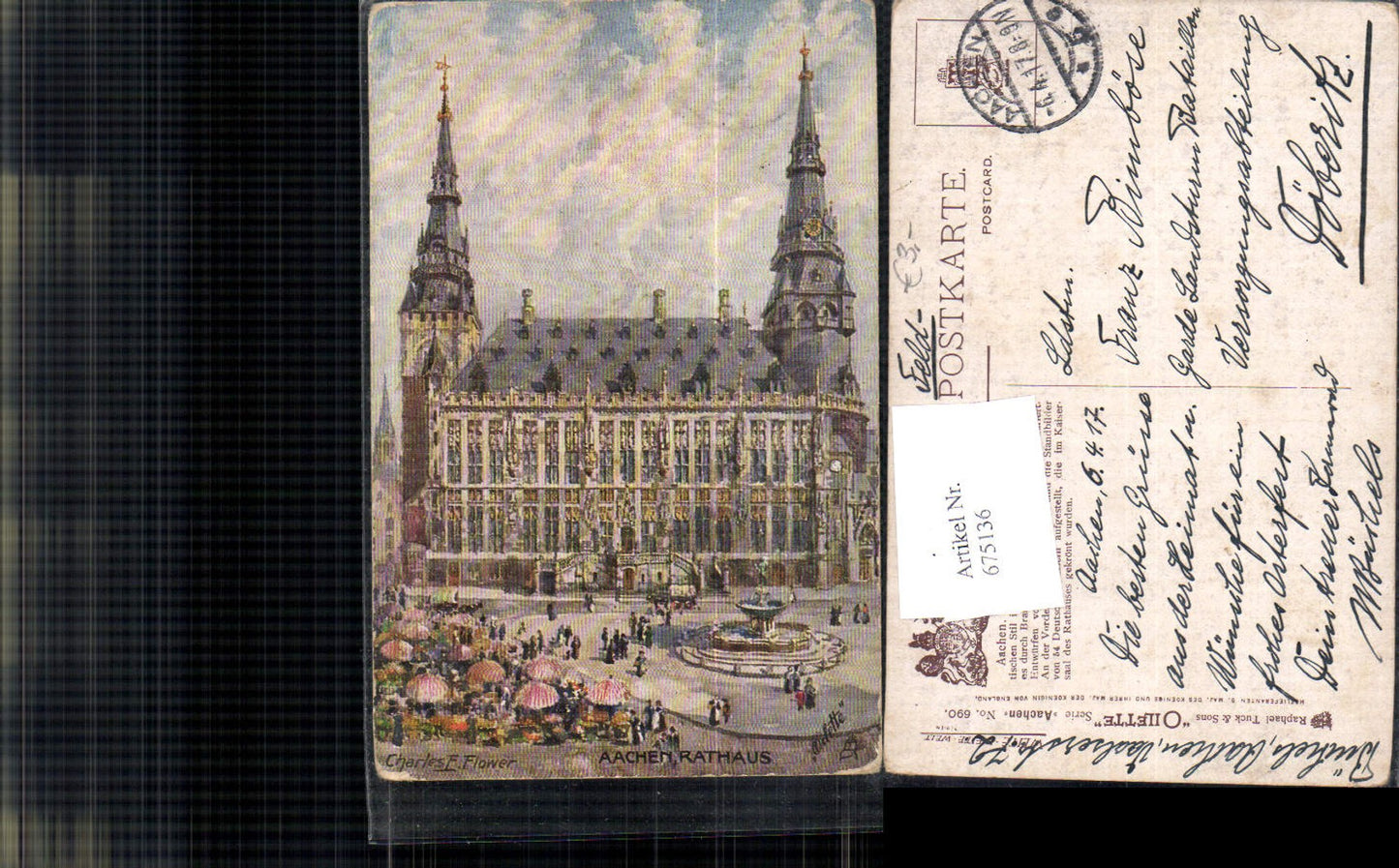 675136,Künstler AK Raphael Tuck Charles F. Flower Aachen Rathaus