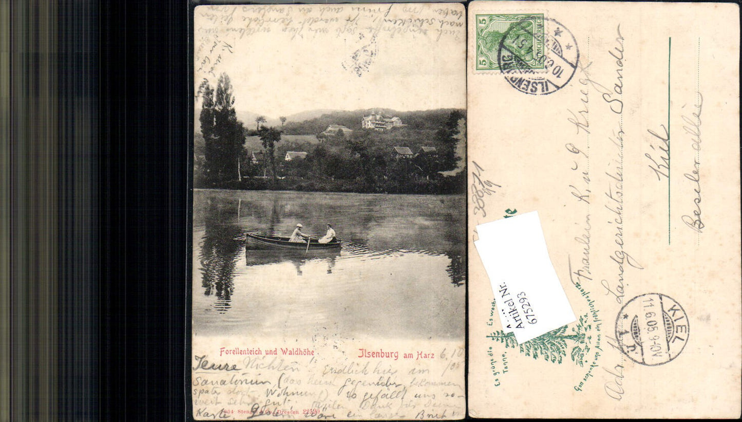 675293,Ilsenburg im Harz Forellenteich Waldhöhe Boot 1904