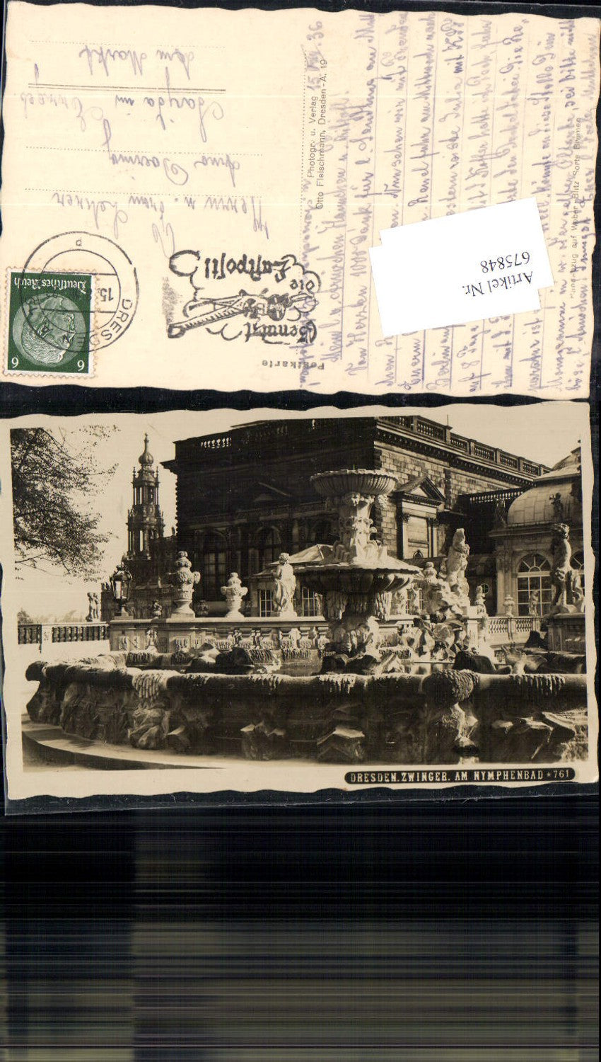 675848,Foto-AK Dresden Zwinger Brunnen pub Otto Fleischmann 761