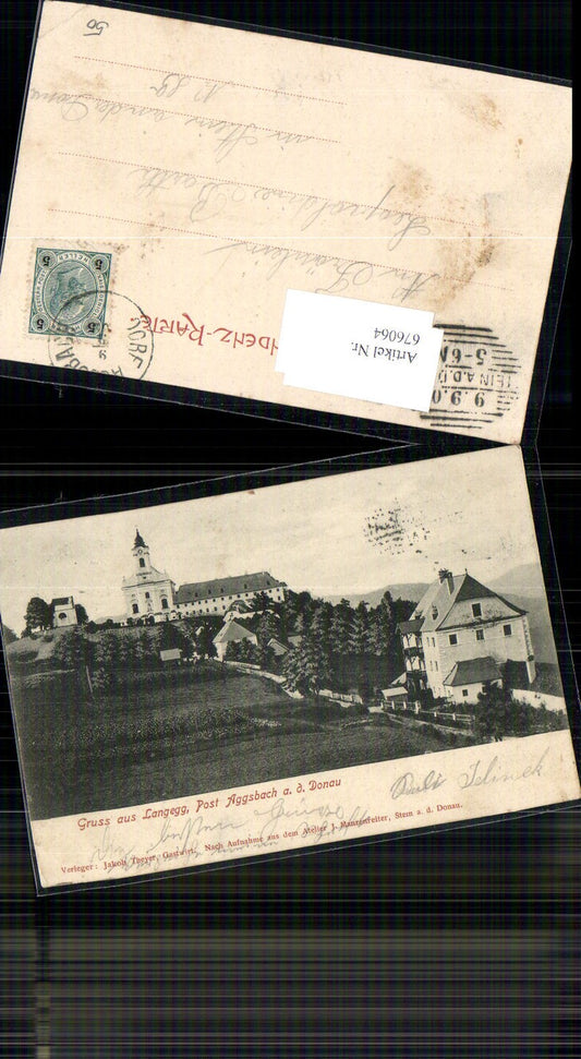 676064,Gruss aus Langegg Aggsbach an der Donau 1900 Stempel Stein an der Donau