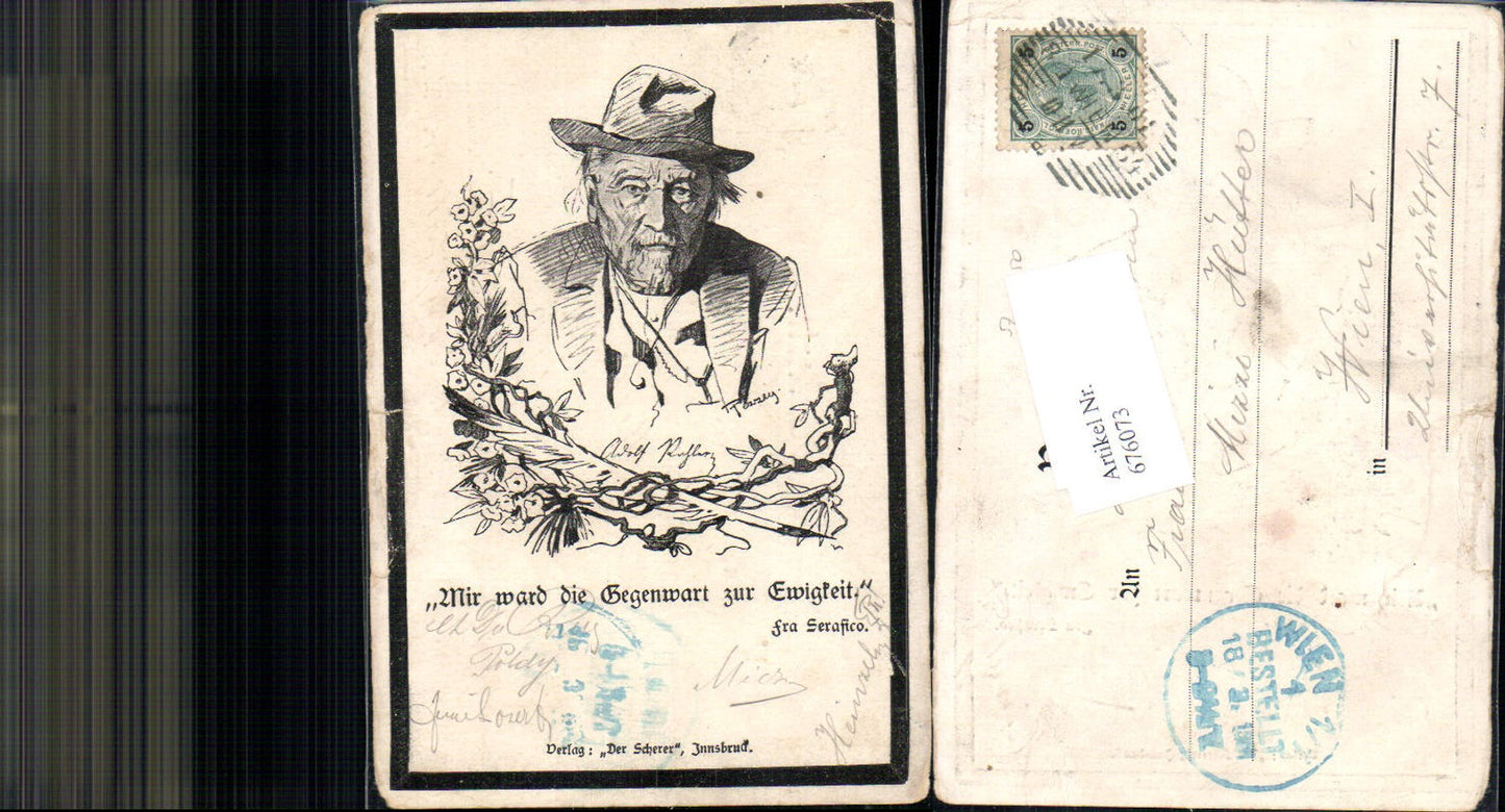 676073,Studentica Verlag Der Scherer Adolf Pichler Fra Serafico sign. Perzey
