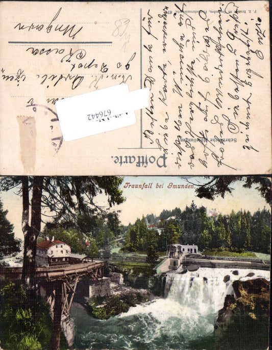 676442,Traunfall bei Roitham Gmunden pub Brandt 677