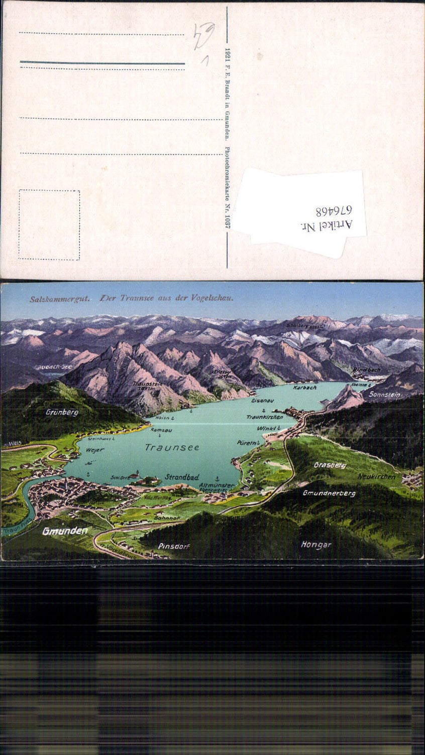 676468,Traunsee Vogelschau Pinsdorf Neukirchen Rindbach Ebensee Gmunden pub Brandt 1037