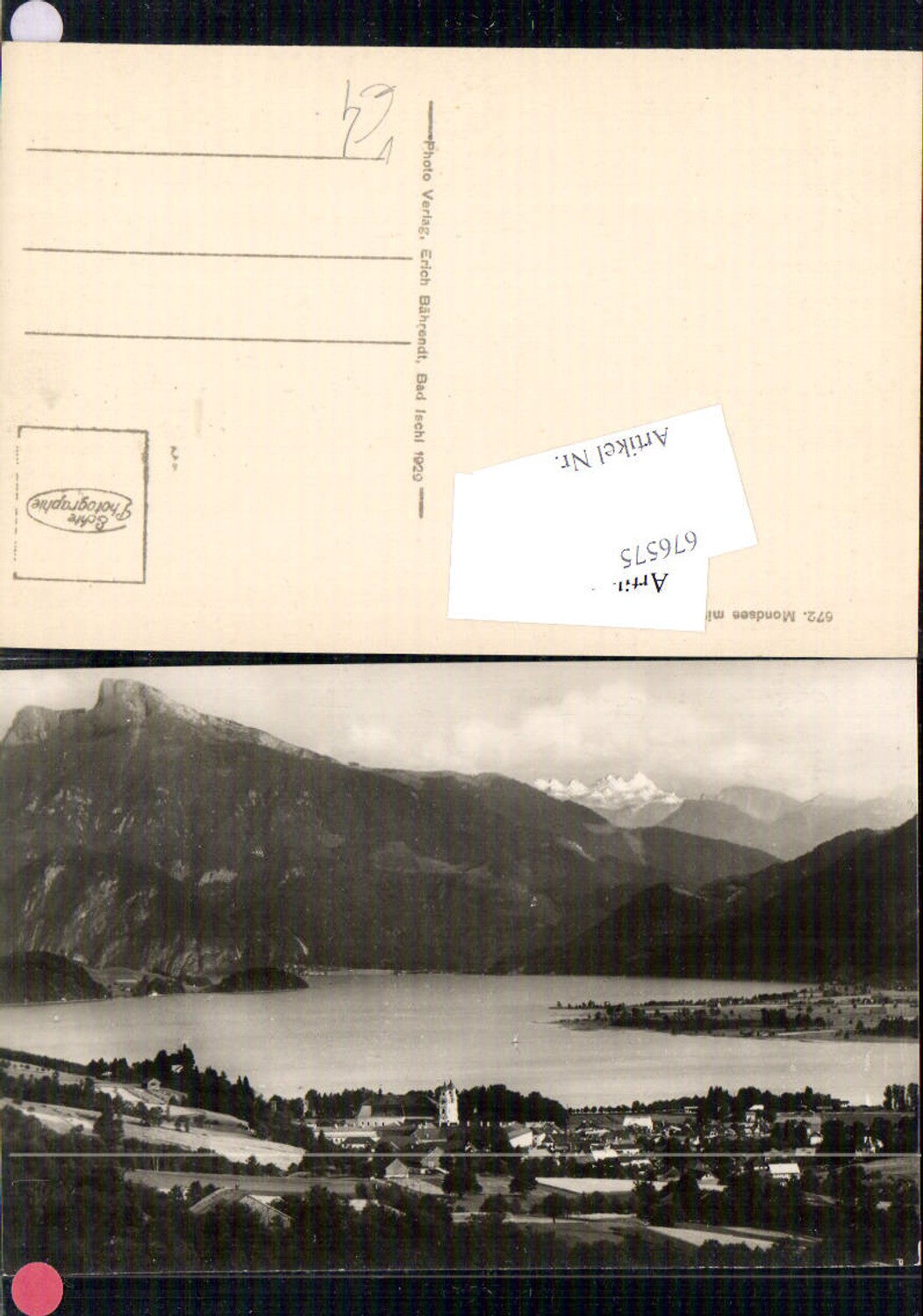 676575,Mondsee m. Schafberg pub Erich Bährendt 672