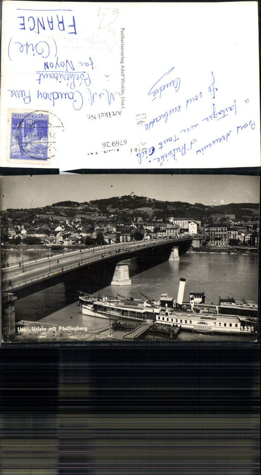 676926,Linz an der Donau Brücke Dampfer Schönbrunn Urfahr