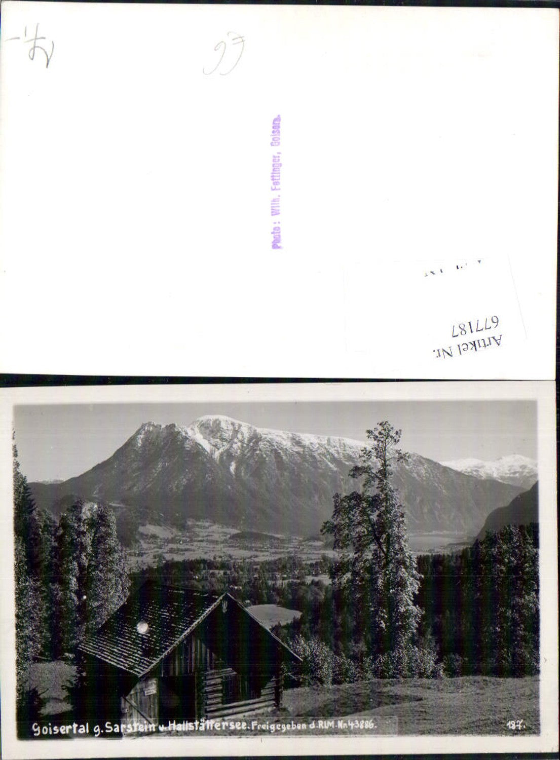 677187,Goiserertal bei Goisern Hallstättersee pub Wilh. Fettinger