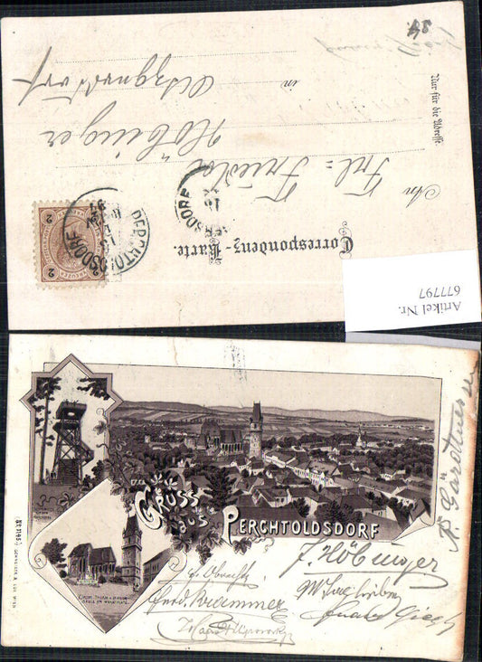 677797 tolle Lithographie Gruss aus Perchtoldsdorf b. Wien pub Schneider & Lux 1145