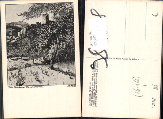 677957 Künstler AK Ulf Seidl Wachau Ruine Hinterhaus Spitz an der Donau