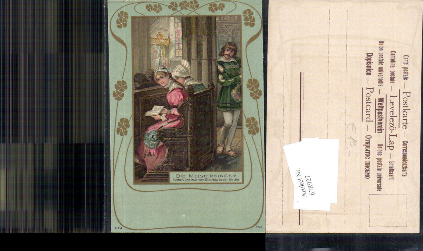 678927 Künstler AK Die Meistersinger Evchen Walther Stolzing Jugendstil Art Nouveau