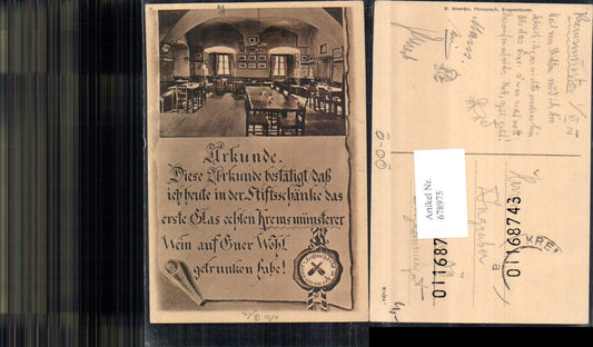 678975 Kremsmünster Urkunden AK Wein Siegel Stiftsschänke