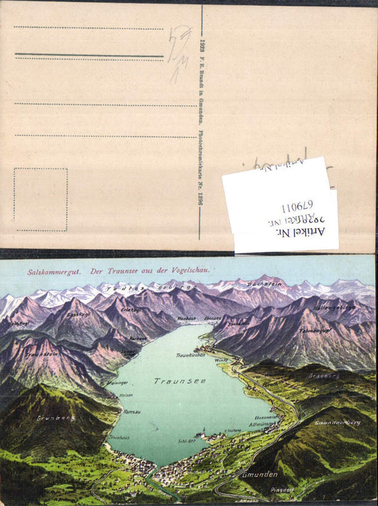 679011 Traunsee Vogelschau Gmunden Altmünster Ramsau Steinhaus Traunkirchen Brandt 1296