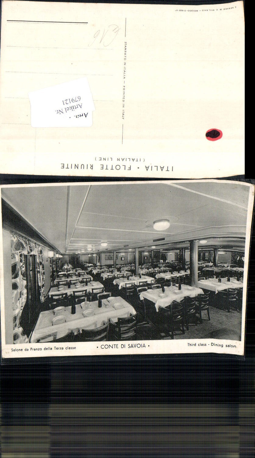 679121 Conte di Savoia Salon da Pranzo della Terza Schiff Italia Flotte Riunite Italien Line