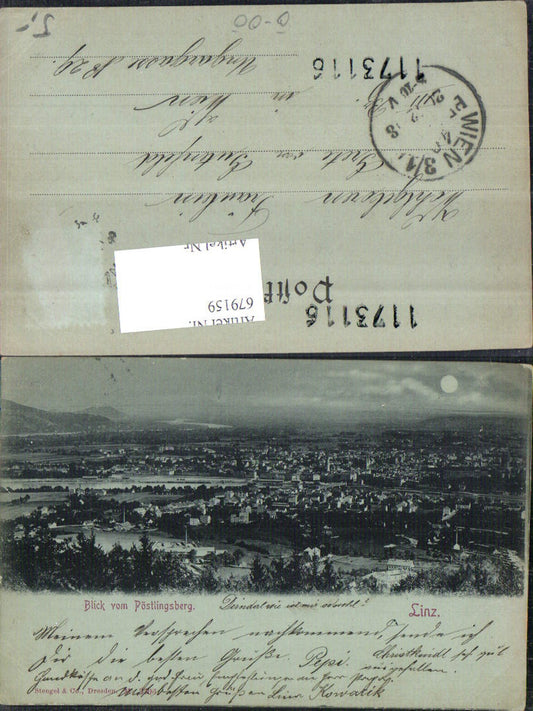 679159 Linz an der Donau Mond Lithographie Pöstlingberg